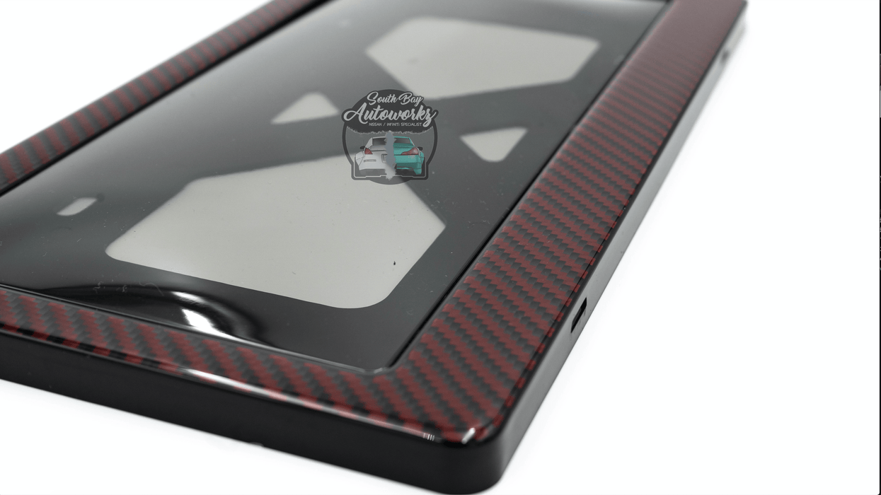 Red Carbon Fiber License Plate Frame