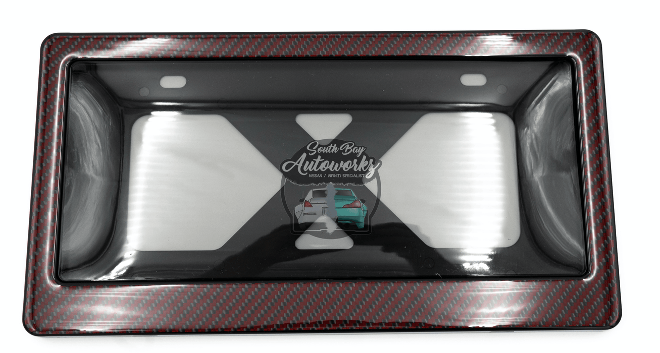Red Carbon Fiber License Plate Frame
