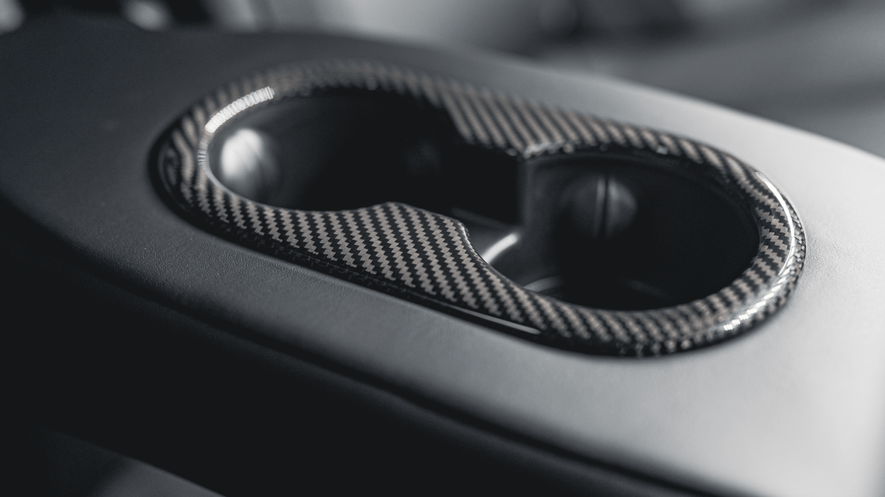 Tesla Model 3 Carbon Fiber Rear Cup Holder Cover