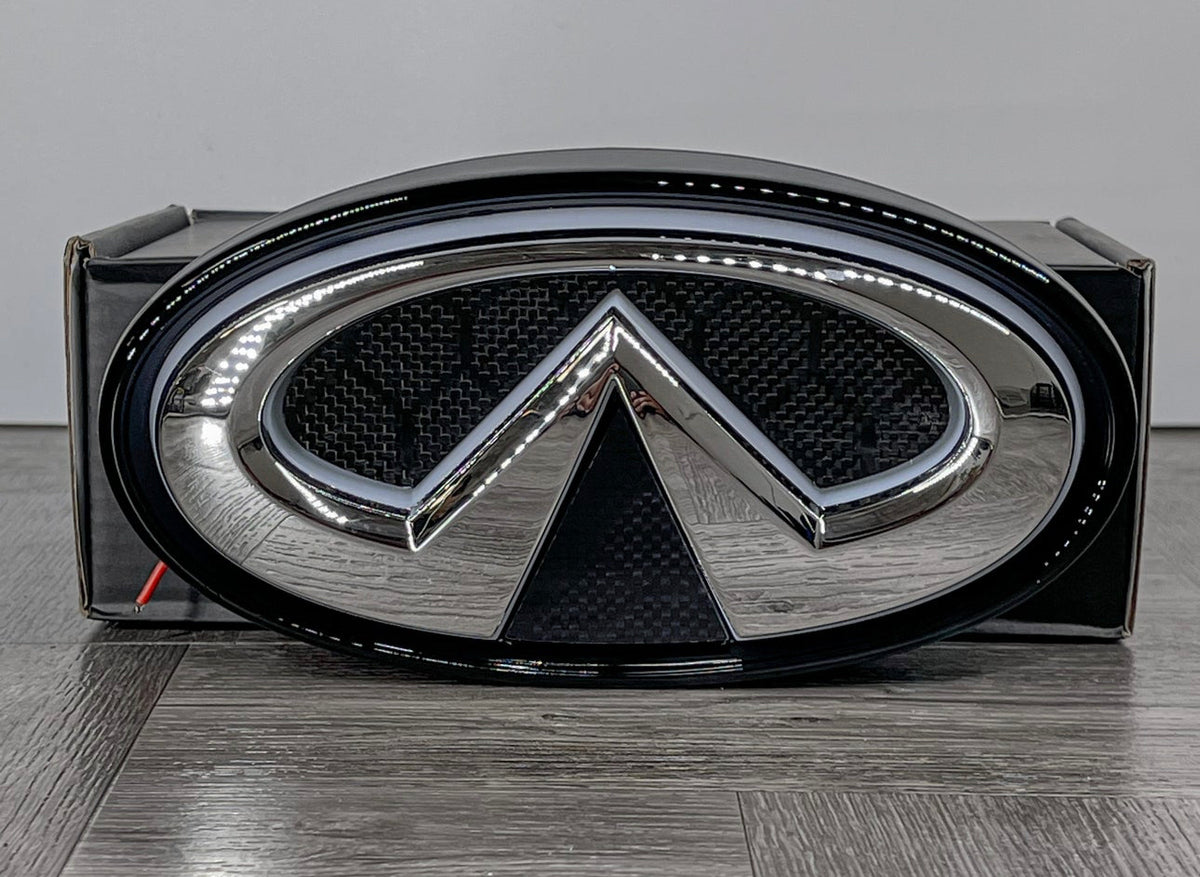 thumbnail image 2 of OEM Style Front Grille Emblem Set For 2014-2017 Infiniti Q50 – Chrome Housing & Emblem, Easy Install 2 of 3