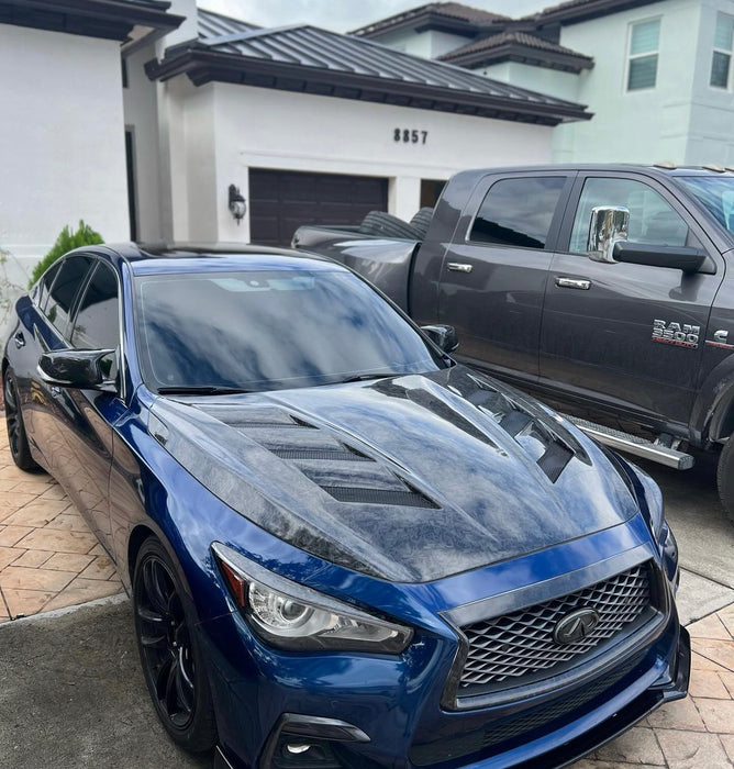 Q50 AMS style hood carbon fiber