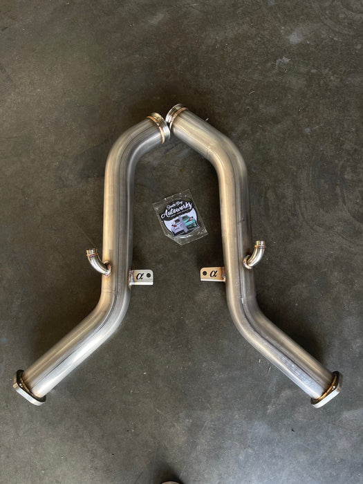 AMS Performance 3" Full Downpipe Straight - Infiniti Q50 Q60 Red Alpha 3.0L TT