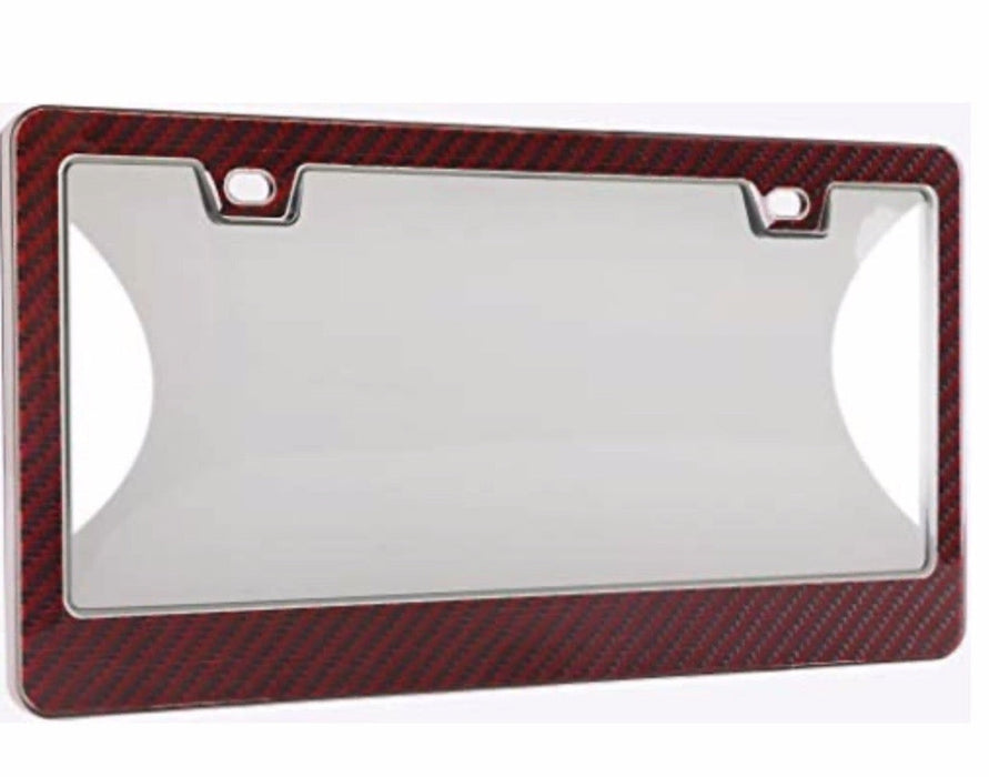 Red Carbon Fiber License Plate Frame