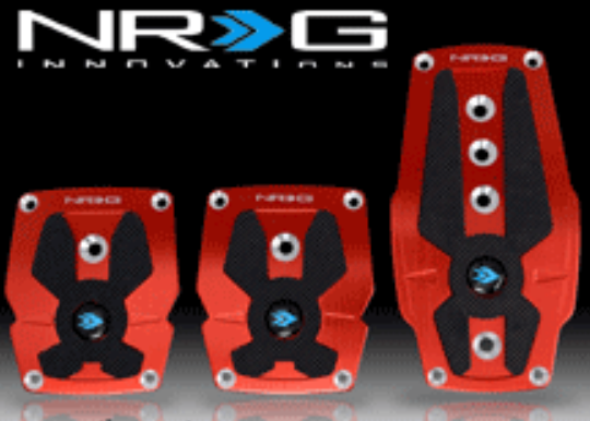 NRG SPORT PEDAL: RED W/BLACK RUBBER INSERTS (M/T)