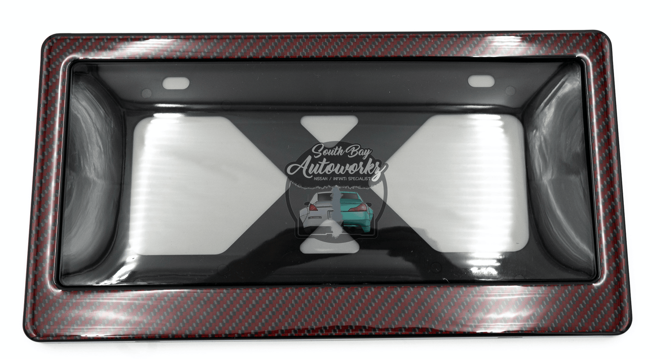 Carbon Fiber Pattern License Plate Frame Black Smoked Tinted - Temu