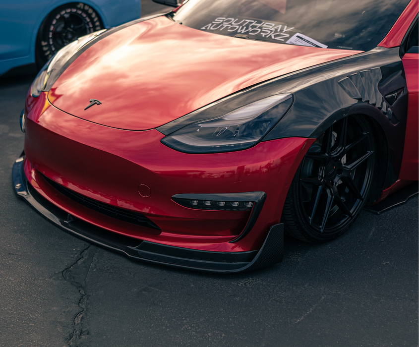 Brand New Tesla Model 3 / Model Y Real Carbon Fiber Red Side Fender Ca – JK  Racing Inc